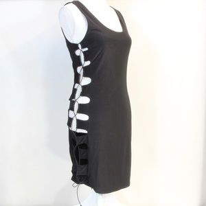 Forever 21 Black Open Side Cutout Bodycon Mini-Dress Size Large NWT
